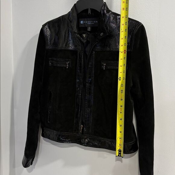 Leather/Suede Kenneth Cole Reaction Women’s 
Glossy Black Leather Suede Jacket - Picture 10 of 13